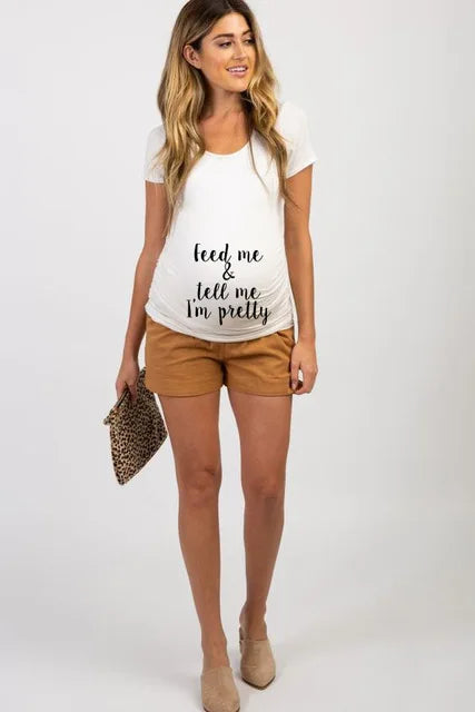 See You Soon Summer Tees Women T-shirts Slim Maternity Funny Letter Tops O-Neck Pregnancy T-shirts for Pregnant Women