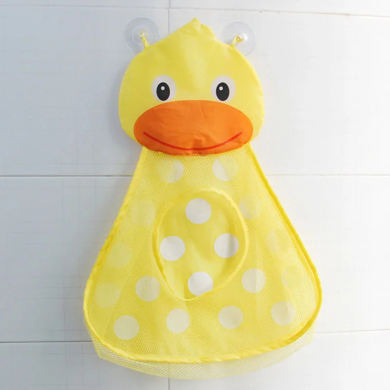 Baby Bath Toy Storage Bag with Strong Suction Cups – Duck and Frog Mesh Organizer
