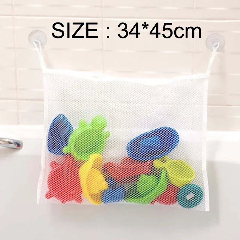 Baby Bath Toy Storage Bag with Strong Suction Cups – Duck and Frog Mesh Organizer
