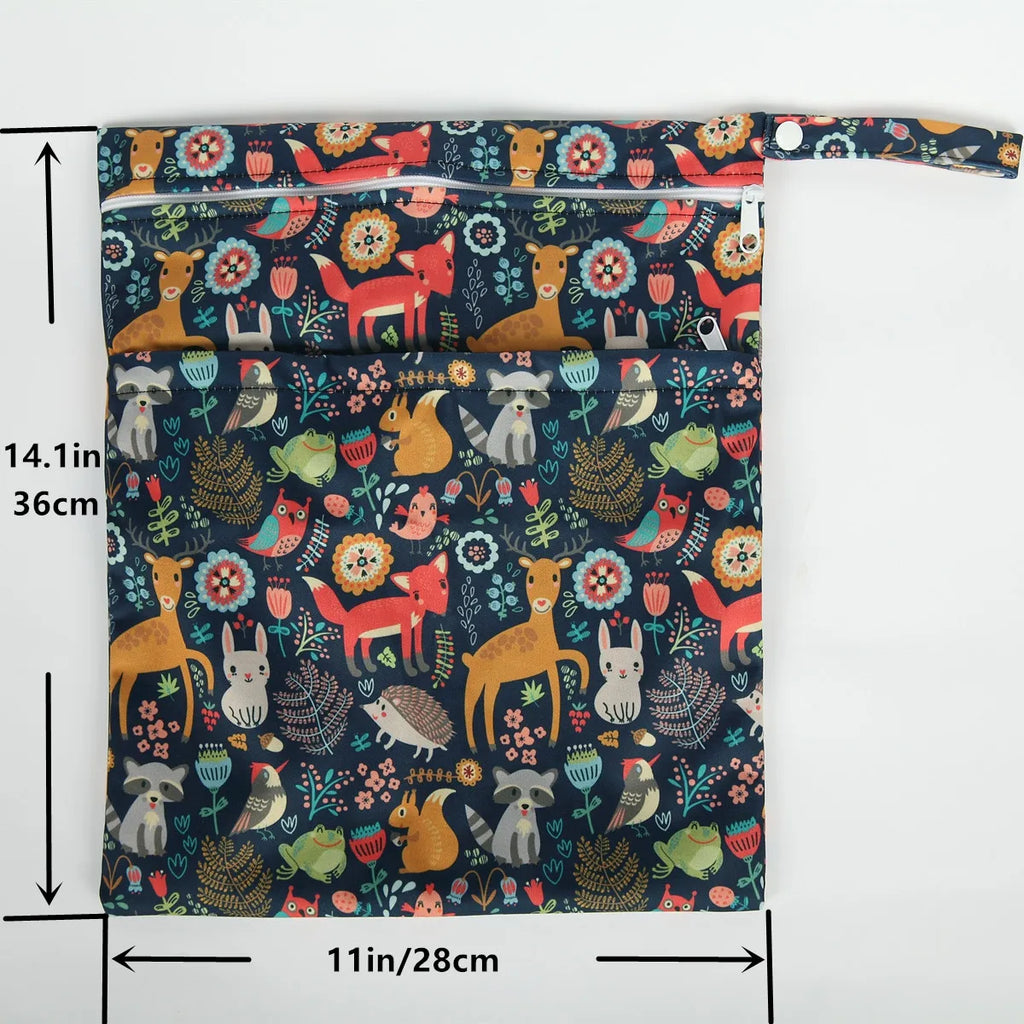 [Sigzagor] Waterproof Wet Dry Bag – Reusable Baby Diaper & Nappy Storage with Two Zippers (36cm x 29cm | 14.2in x 11.4in)