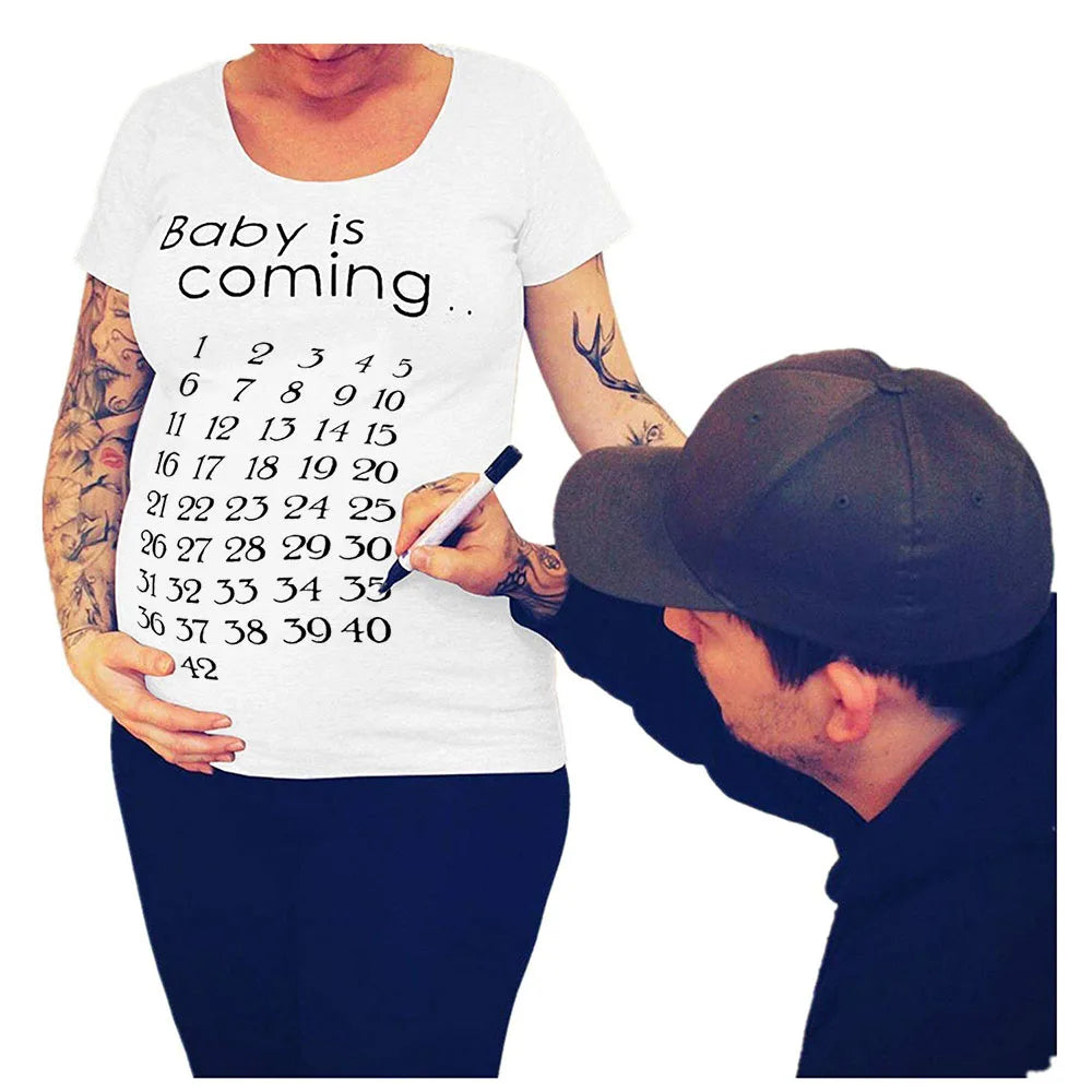 See You Soon Summer Tees Women T-shirts Slim Maternity Funny Letter Tops O-Neck Pregnancy T-shirts for Pregnant Women