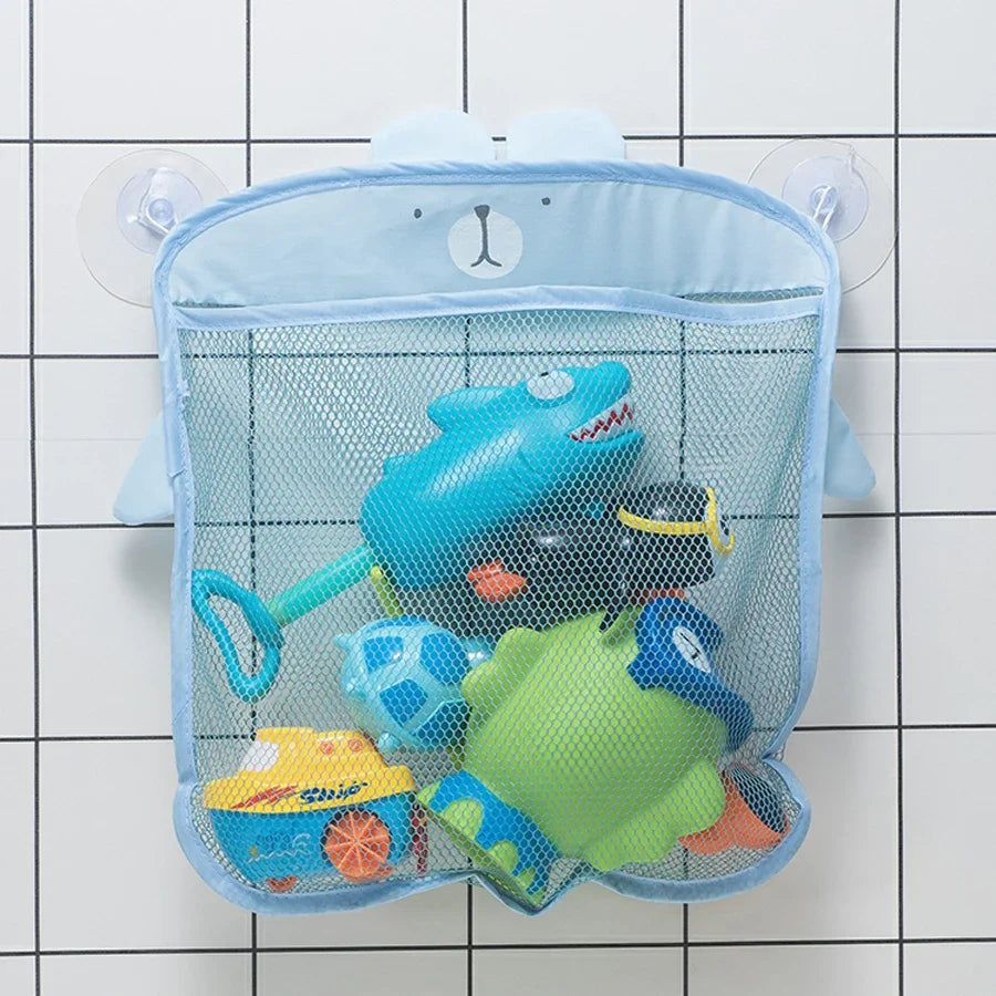 Baby Bath Toy Storage Bag with Strong Suction Cups – Duck and Frog Mesh Organizer