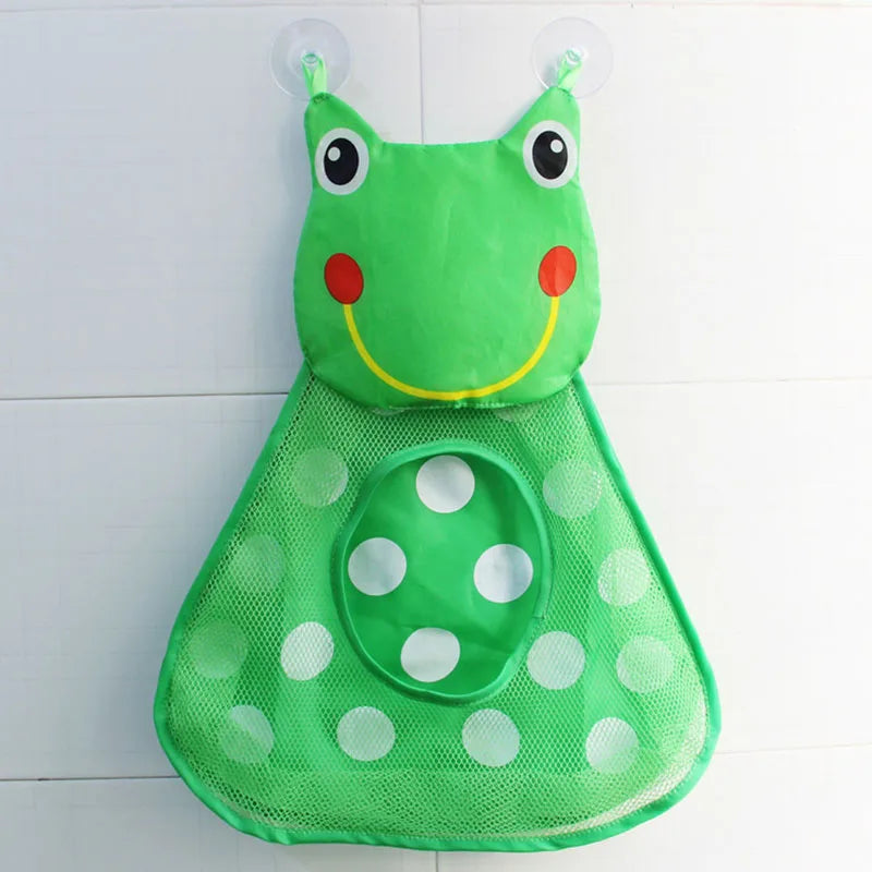 Baby Bath Toy Storage Bag with Strong Suction Cups – Duck and Frog Mesh Organizer