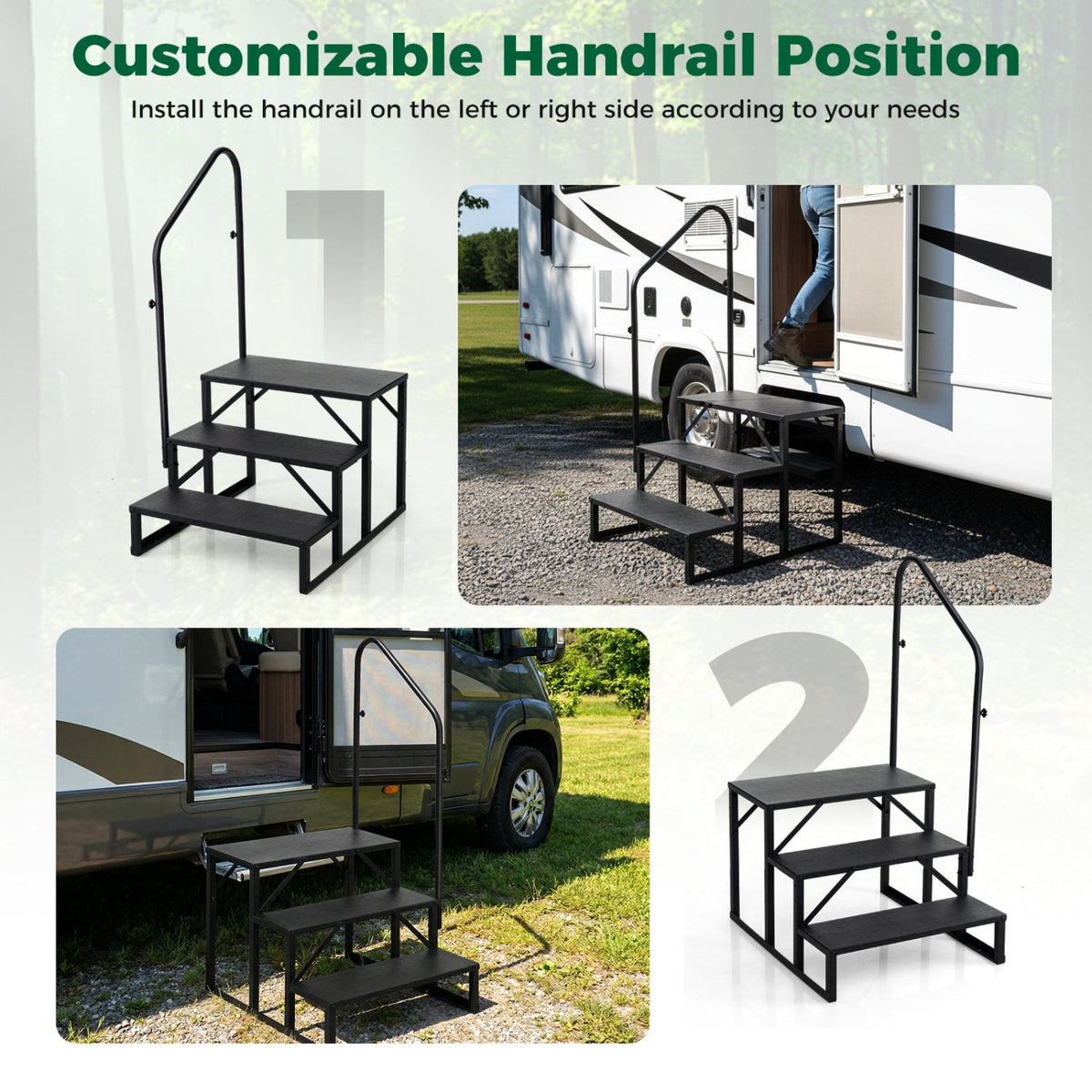 Heavy Duty Hot Tub Stair with Wide Anti-Slip Platforms for Porch and Mobile Home