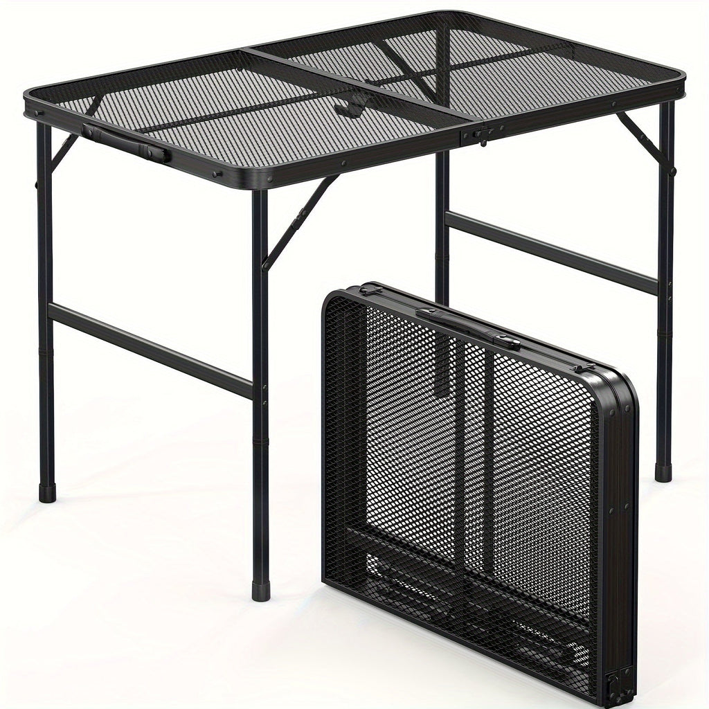 3FT Folding Camping Table Aluminum Portable Adjustable Picnic Table Black
