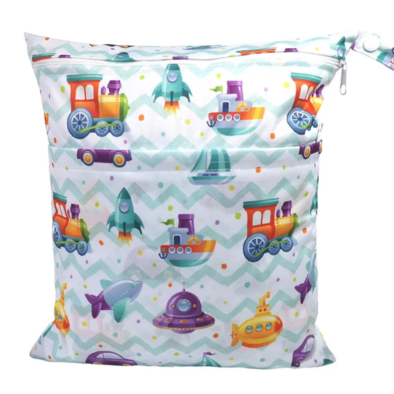 [Sigzagor] Waterproof Wet Dry Bag – Reusable Baby Diaper & Nappy Storage with Two Zippers (36cm x 29cm | 14.2in x 11.4in)