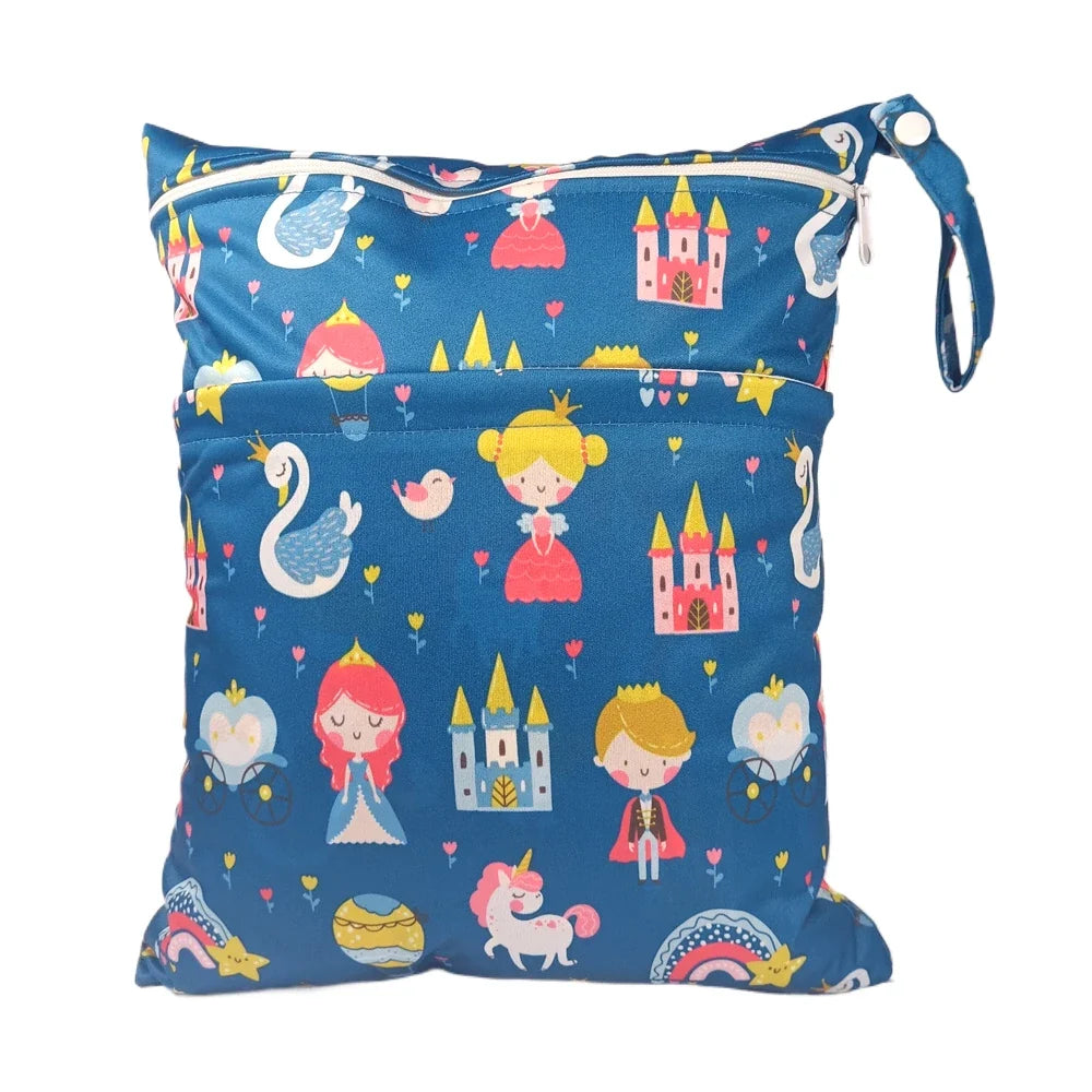 [Sigzagor] Waterproof Wet Dry Bag – Reusable Baby Diaper & Nappy Storage with Two Zippers (36cm x 29cm | 14.2in x 11.4in)