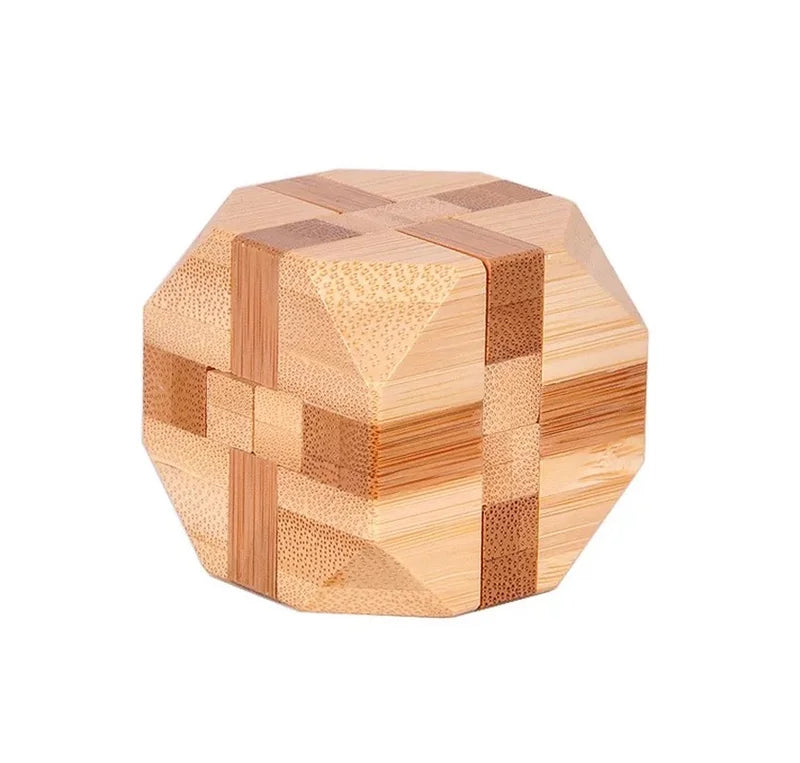 Kong Ming Lock 3D Wooden Brain Teaser Puzzle Interlocking Burr IQ Game for Adults & Kids
