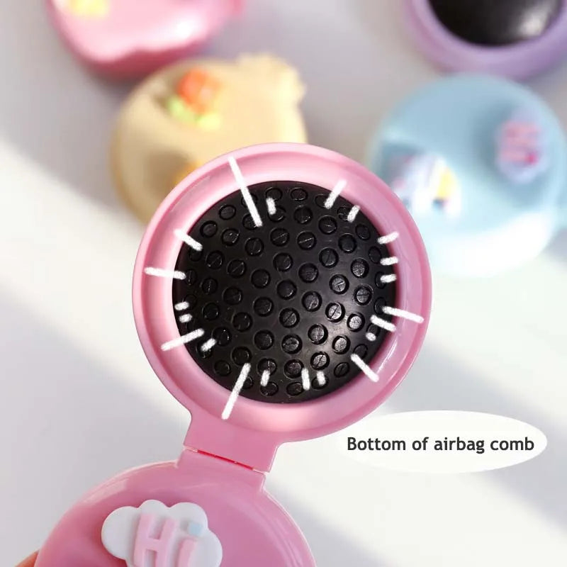 1PCS Cute Kid Hair Brush – Mini Cartoon Bear Hair Comb with Mirror, Portable Massage Comb for Girls