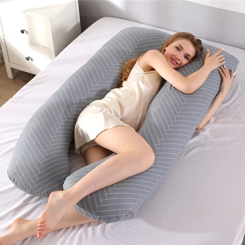 70x130CM Full Body Nursing Pregnancy Pillow - U-Shaped Maternity Pillow for Sleeping with Removable Cotton Cover (27.5x51 inches)