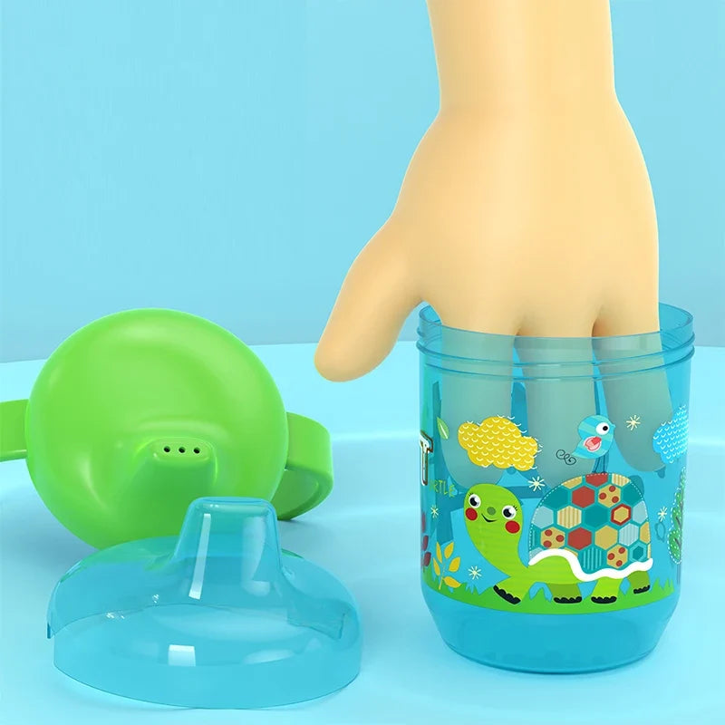 Cute Duckbill Baby Learning Drinking Cup with Double Handles, Flip Lid, BPA-Free, Leakproof Infants Water Bottle (270ml/9oz)