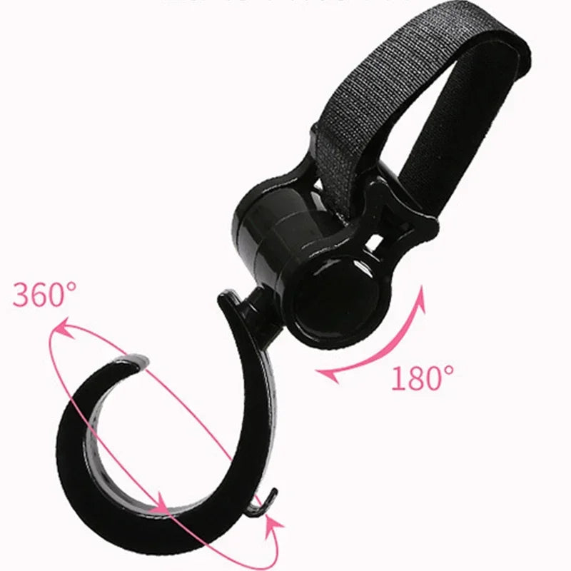 2-Pack Universal Stroller Hooks - Heavy-Duty Pram & Diaper Bag Hangers, Carabiner Clips for Trolleys