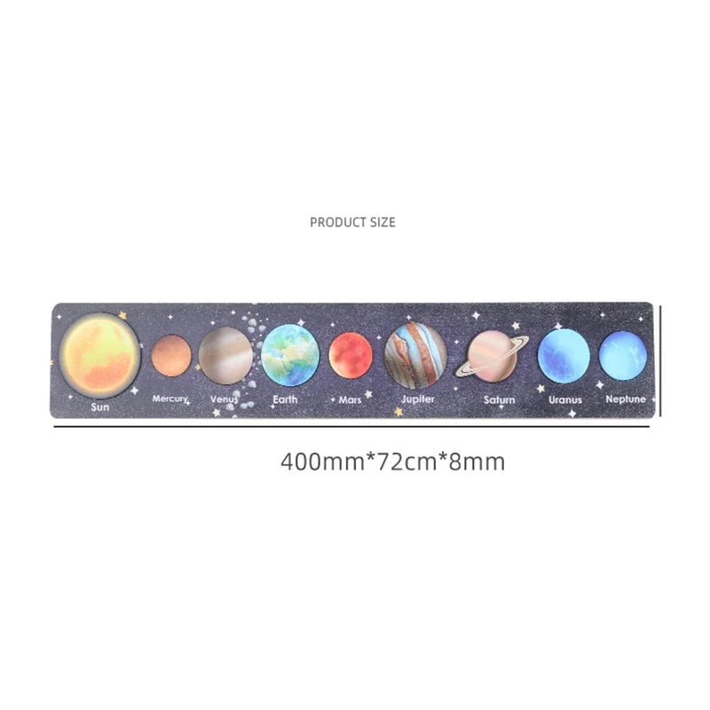 Montessori Wooden Solar System Puzzle 8 Planets Educational Toy for Kids Earth and Sun Learning Gift