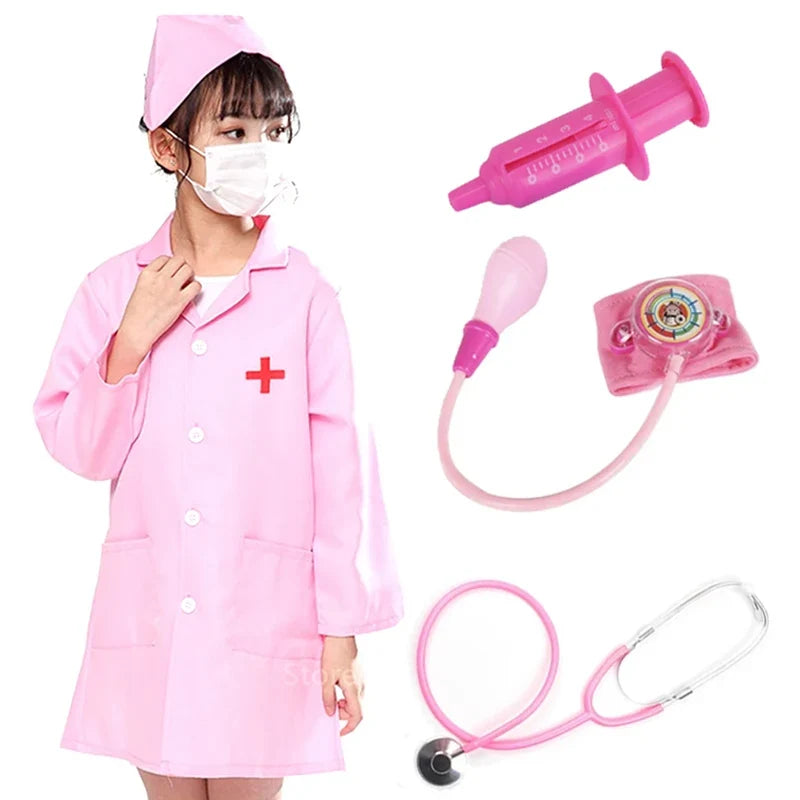 Kids Nurse Costume Pink – Children’s Nurse Role Play Uniform for Boys & Girls, Halloween Dress-Up