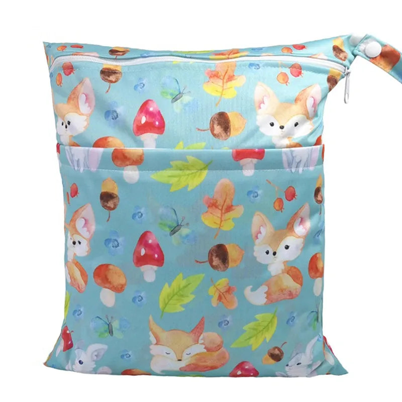 [Sigzagor] Waterproof Wet Dry Bag – Reusable Baby Diaper & Nappy Storage with Two Zippers (36cm x 29cm | 14.2in x 11.4in)