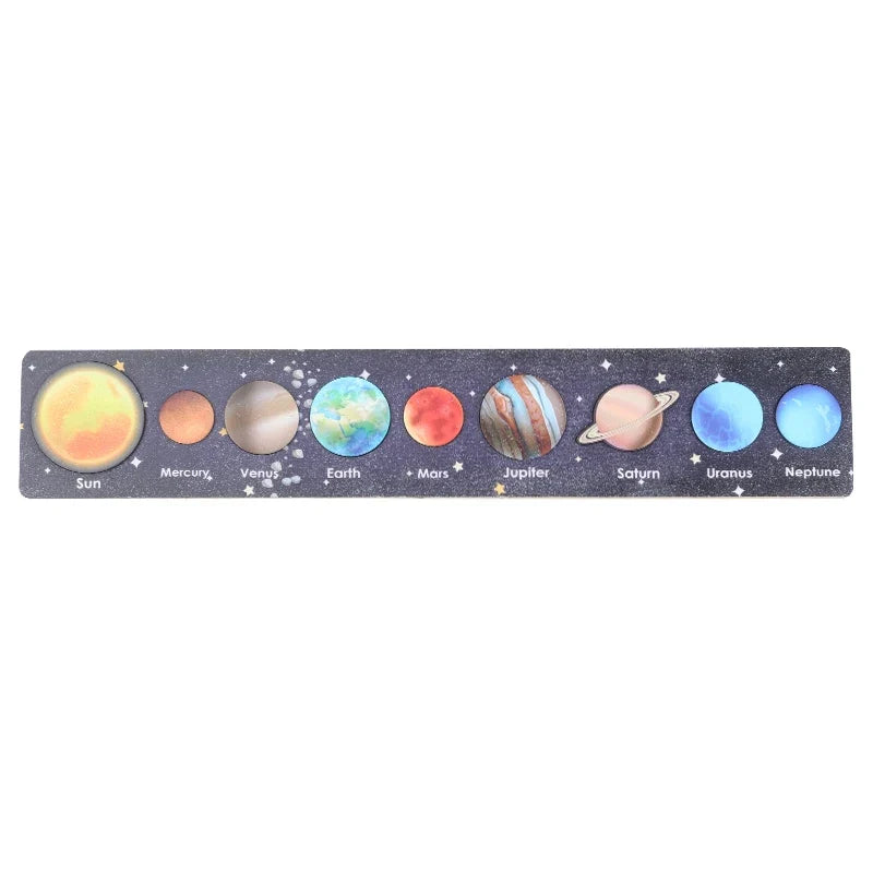 Montessori Wooden Solar System Puzzle 8 Planets Educational Toy for Kids Earth and Sun Learning Gift