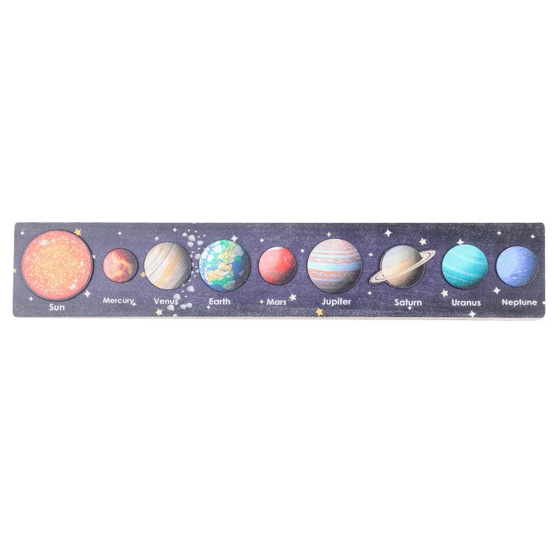 Montessori Wooden Solar System Puzzle 8 Planets Educational Toy for Kids Earth and Sun Learning Gift