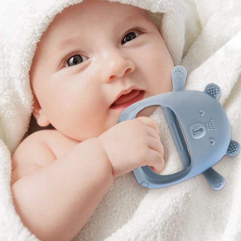 Baby Teether Gloves - Cartoon Bear Silicone Teething Gloves, Dental Care for Gums, Anti-Eating Molar Stick, BPA-Free Baby Accessory
