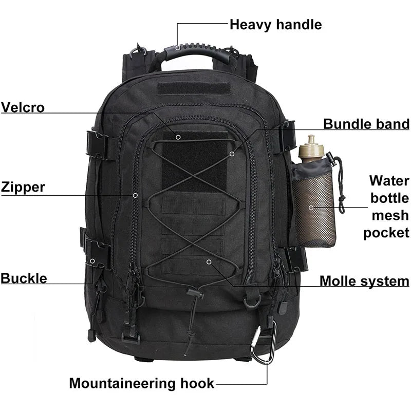 Tactical Military Backpack: Durable Hiking & Outdoor Travel Rucksack