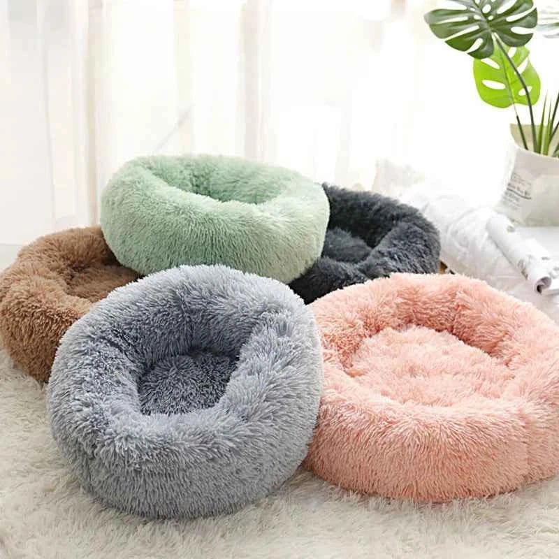 Calming Round Pet Bed: Plush Donut Cuddler for Dogs & Cats