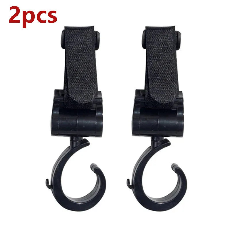 2-Pack Universal Stroller Hooks - Heavy-Duty Pram & Diaper Bag Hangers, Carabiner Clips for Trolleys