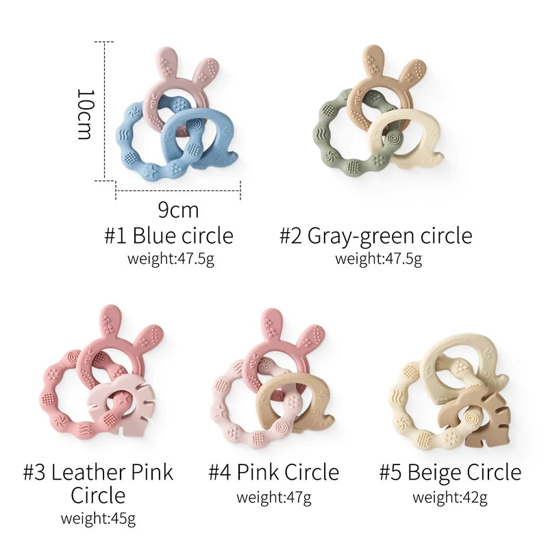 1Pc Baby Silicone Teether Ring - BPA-Free Rattles Bracelet, Food-Grade Cartoon Silicone Teething Toy, Newborn Baby Accessories