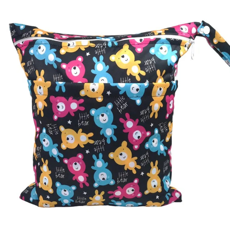 [Sigzagor] Waterproof Wet Dry Bag – Reusable Baby Diaper & Nappy Storage with Two Zippers (36cm x 29cm | 14.2in x 11.4in)