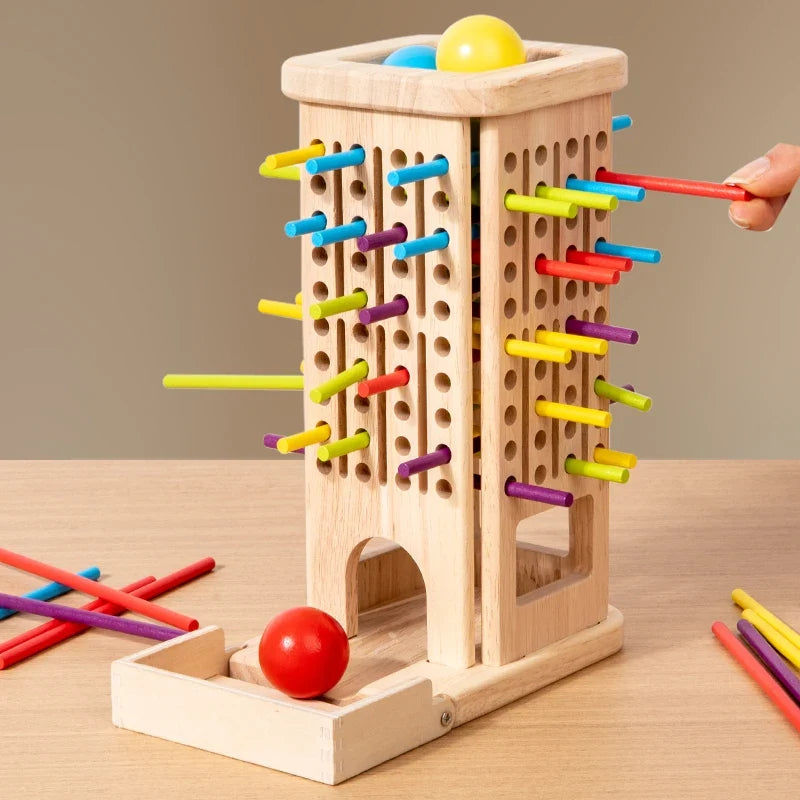 3-in-1 Wooden Stick and Tower Montessori Math Game for Early Learning, Parent-Child Thinking Toy