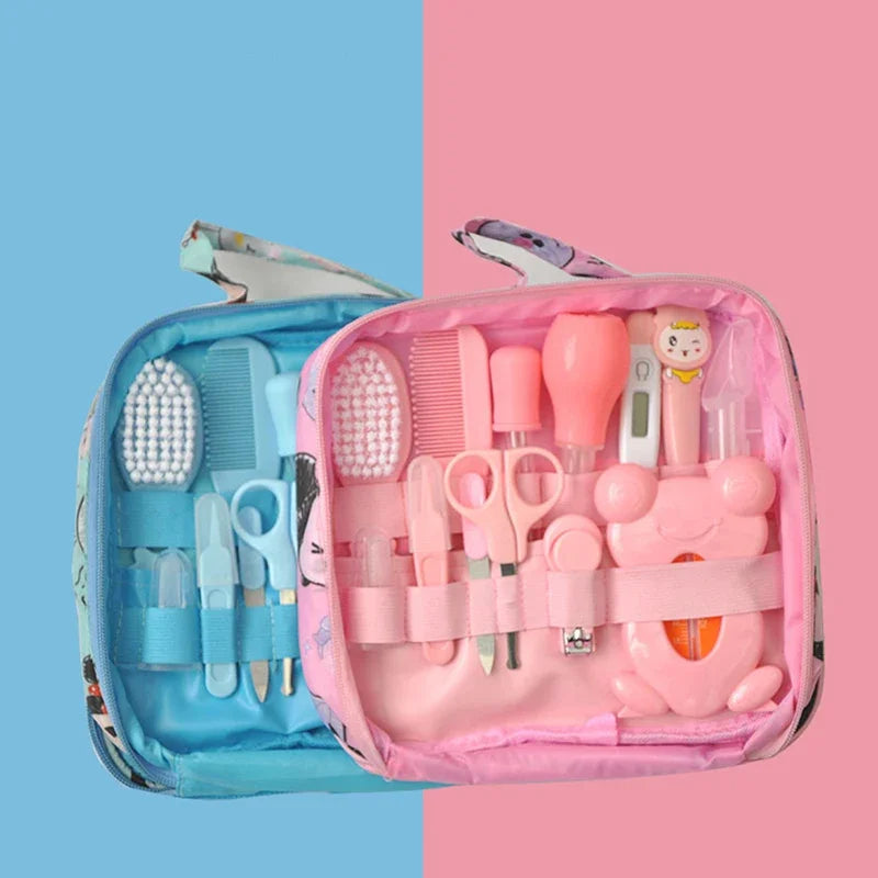 13Pcs Newborn Baby Care Kit - Nail Clippers, Hair Grooming Brush, Thermometer, Scissors, Nursing Tools - Baby Essentials