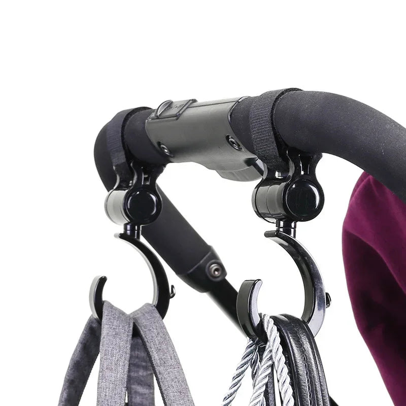 2-Pack Universal Stroller Hooks - Heavy-Duty Pram & Diaper Bag Hangers, Carabiner Clips for Trolleys
