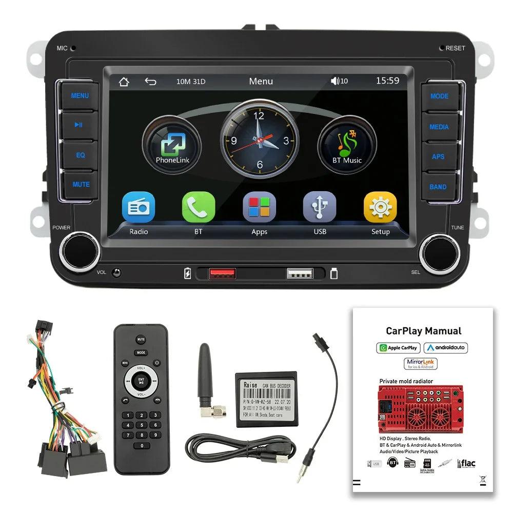 7" Car Stereo MP5 Player – Touch Screen with Android Auto & CarPlay