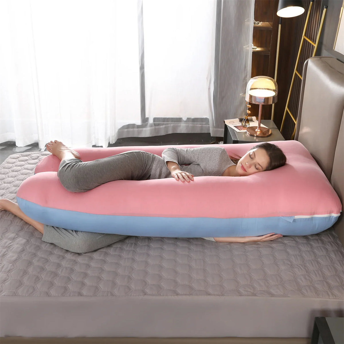70x130CM Full Body Nursing Pregnancy Pillow - U-Shaped Maternity Pillow for Sleeping with Removable Cotton Cover (27.5x51 inches)