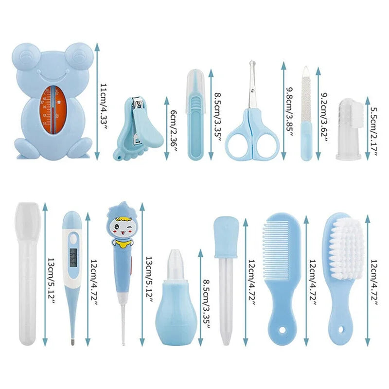 13PCS/Set Baby Health Care Kit - Newborn Nail Clippers, Hair Grooming Brush, Thermometer, Baby Essentials - Safe Material