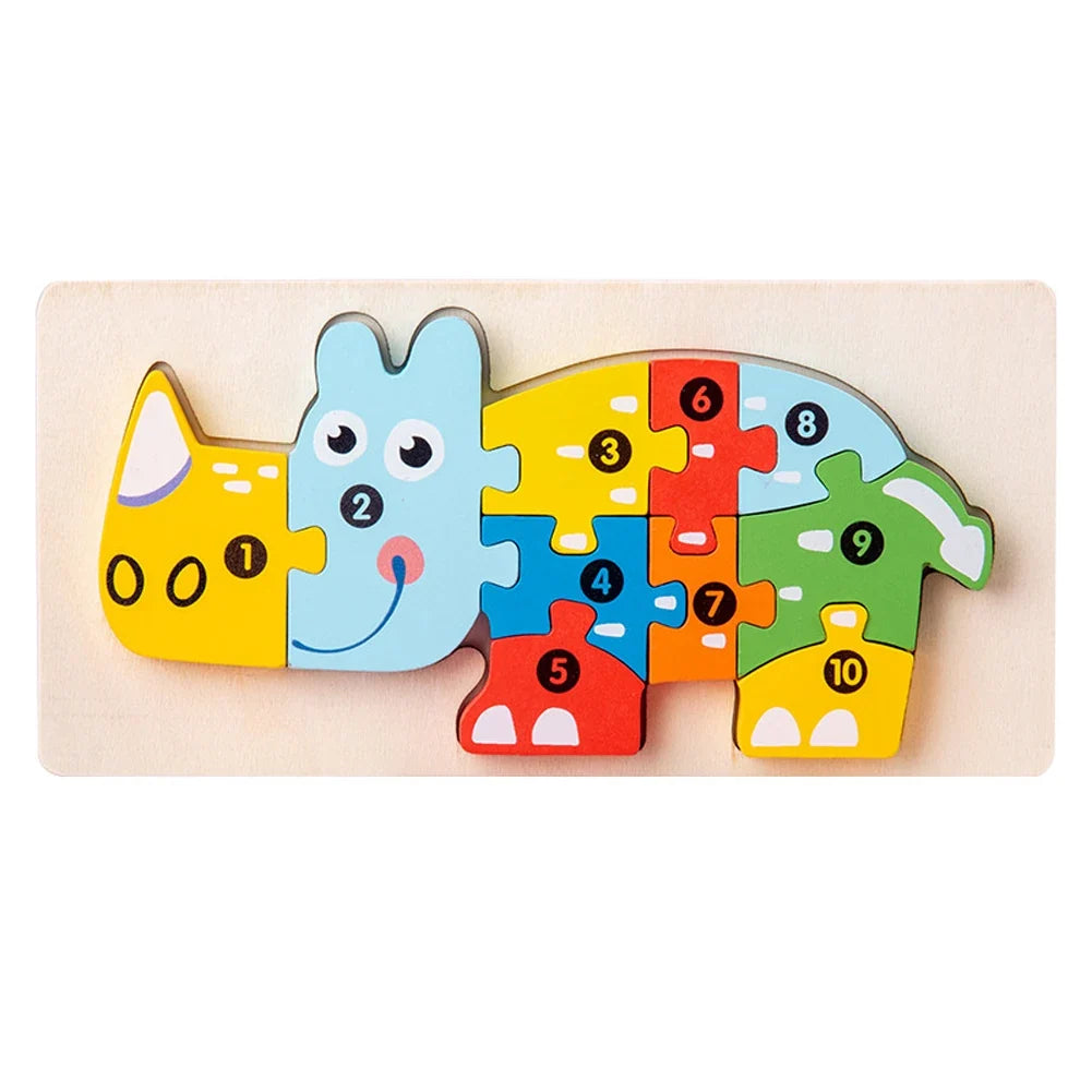 3D Wooden Animal Puzzles for Toddlers Ages 2-6 - Educational Montessori Fine Motor Toy