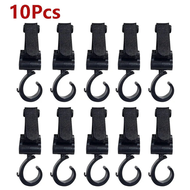 2-Pack Universal Stroller Hooks - Heavy-Duty Pram & Diaper Bag Hangers, Carabiner Clips for Trolleys