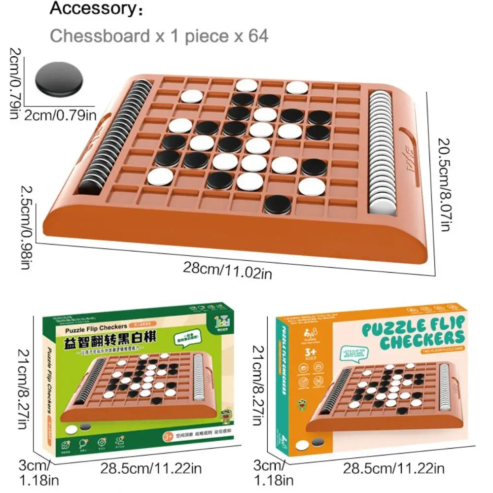 Tabletop Flip Black and White Chess Board Touch Flip Parent-Child Interactive Montessori Portable Kid Overturn Chess Game