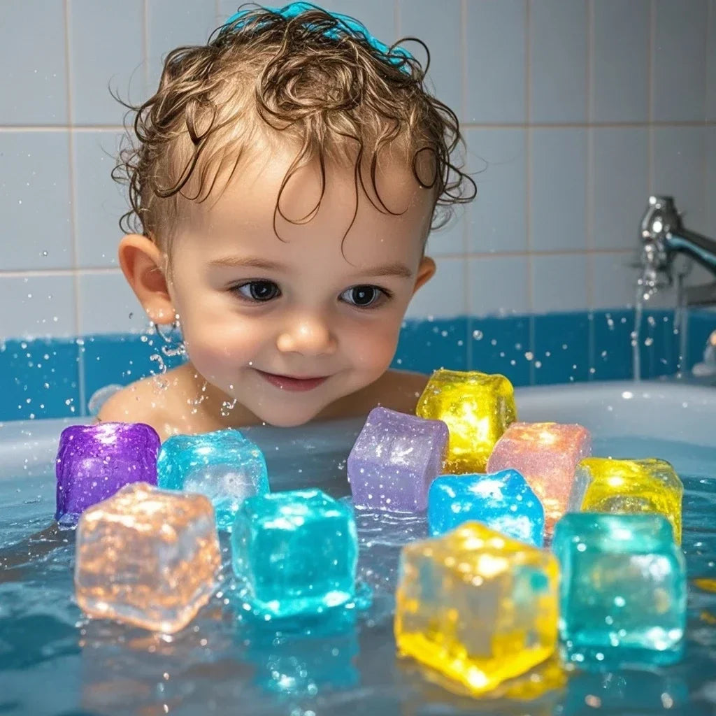 6/12PCS Baby Bath LED Light Up Toys – Colorful Waterproof Glowing Bath Toys