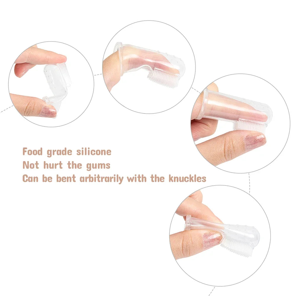 3Pcs Baby Silicone Finger Toothbrush - Children Teeth Cleaning Massage Soft Infant Rubber Brush for Kid Dental Care