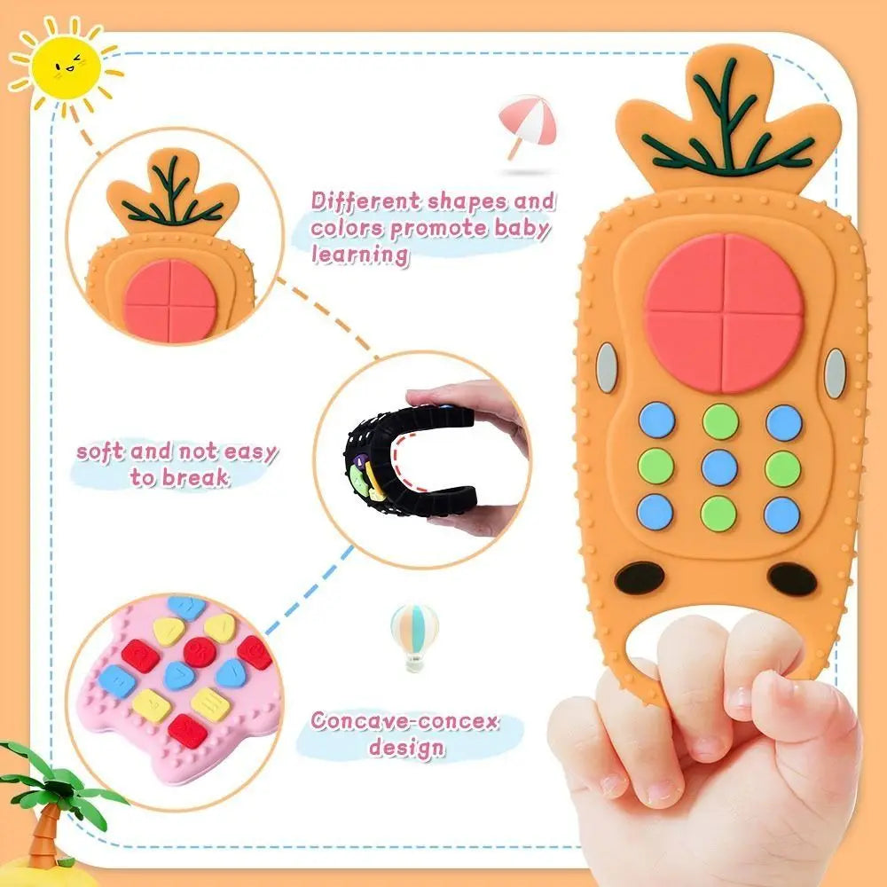 1Pc Baby Silicone Teether - Remote Control Shape, Rodent Gum Pain Relief, Sensory Educational Teething Toy for Kids