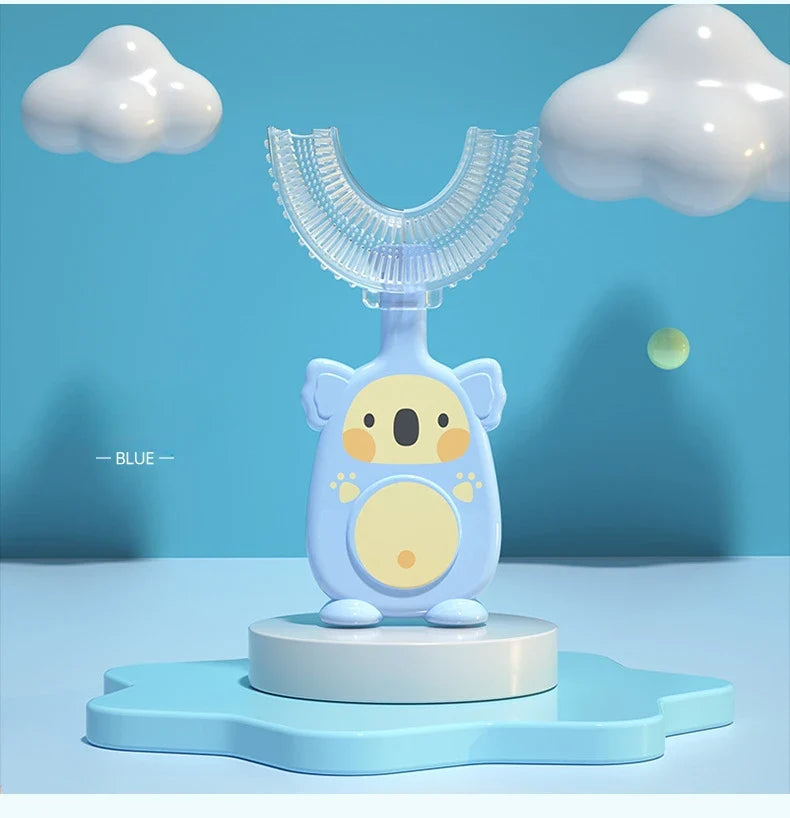 2-12 Years Baby 360 Degree U-shaped Oral Care Cleaning Silicone Soft Toothbrush, Cartoon Cute Children's Toothbrush