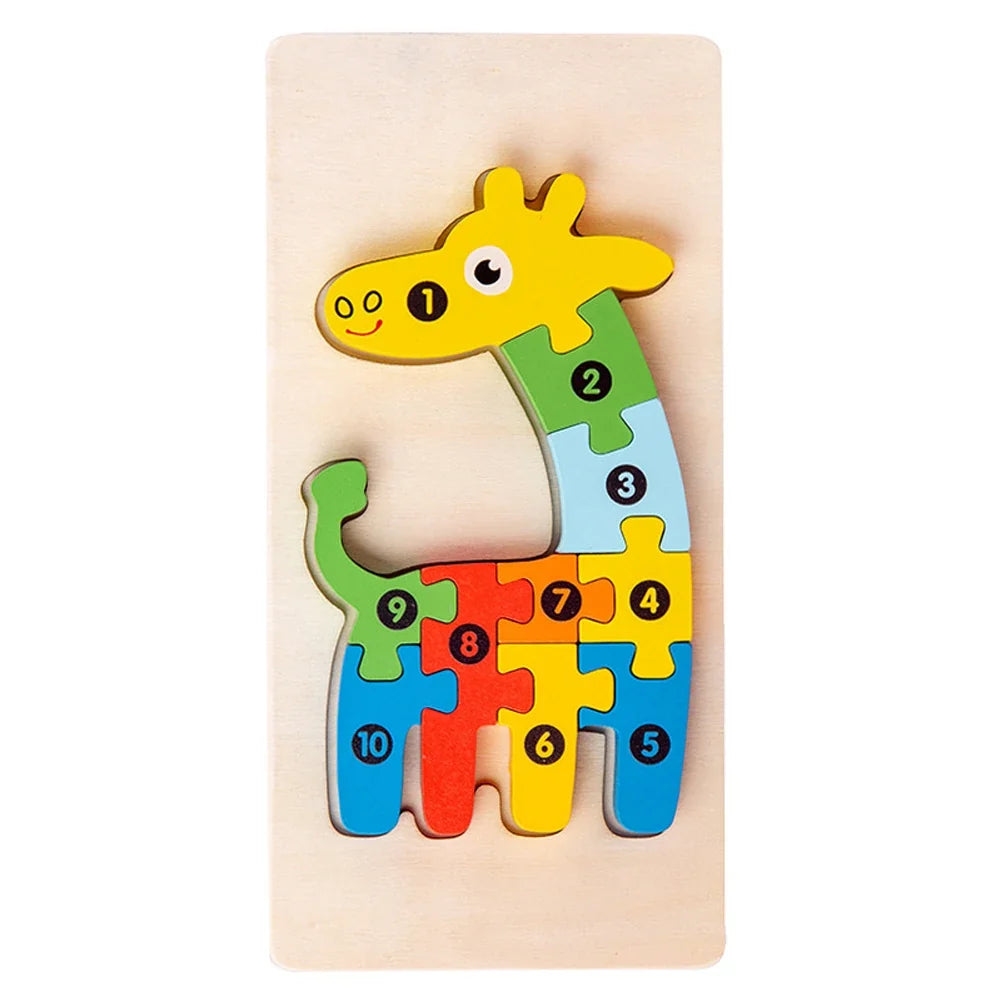 3D Wooden Animal Puzzles for Toddlers Ages 2-6 - Educational Montessori Fine Motor Toy