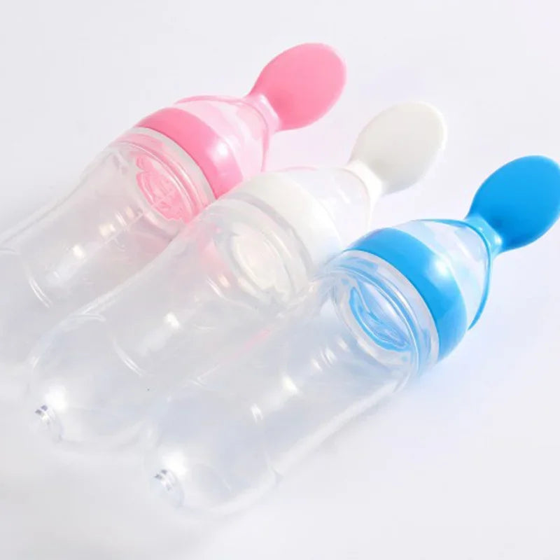 Mushy Food Feeder Spoon for Babies - Puree, Juices, Egg Custard Feeder, Press Type Bottle Spoon, Infant & Kids Nipple Utensils
