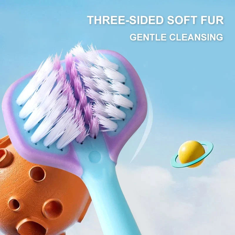 2PCS Children’s Three-Sided Toothbrush – Soft Bristles, Teeth Whitening for 3-12 Years Old Kids, Dental Oral Care