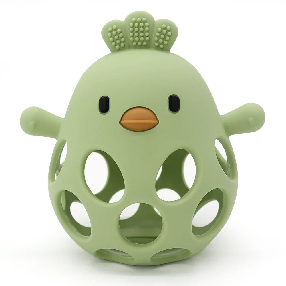 1Pcs Baby Teether Gloves - Cartoon Chick Shape Silicone Teether Toy, Dental Care for Gums, Anti-Eating Hand Molar, Baby Accessory