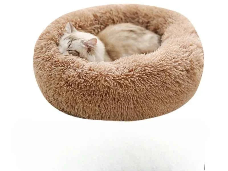 Calming Round Pet Bed: Plush Donut Cuddler for Dogs & Cats