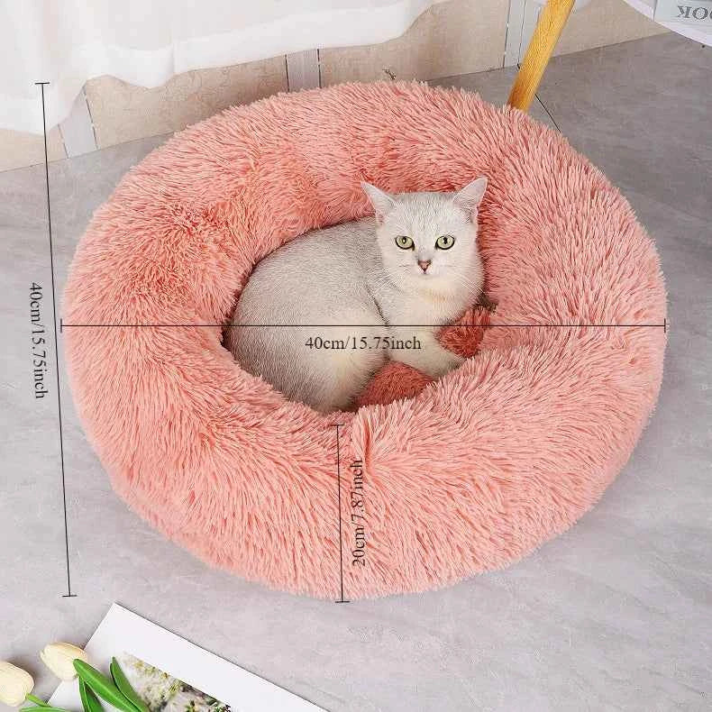 Calming Round Pet Bed: Plush Donut Cuddler for Dogs & Cats