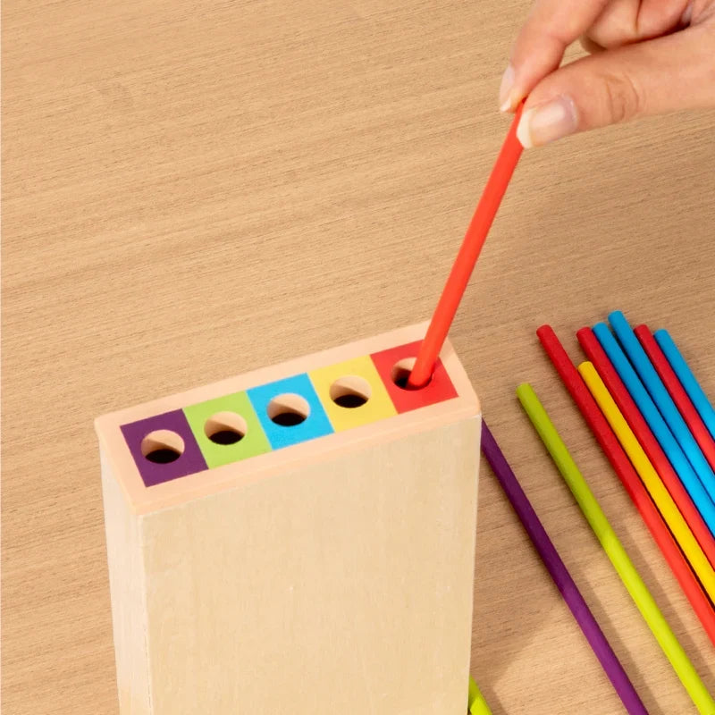 3-in-1 Wooden Stick and Tower Montessori Math Game for Early Learning, Parent-Child Thinking Toy