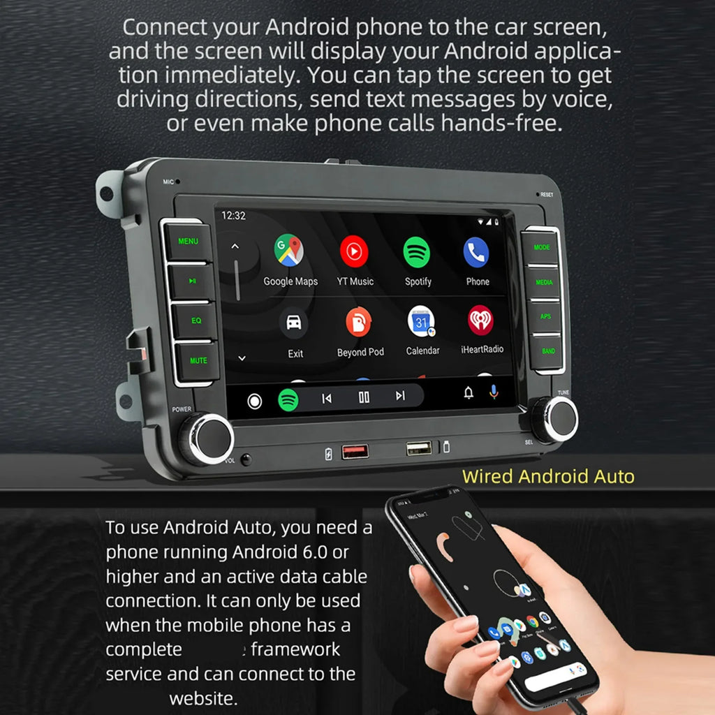 7" Car Stereo MP5 Player – Touch Screen with Android Auto & CarPlay