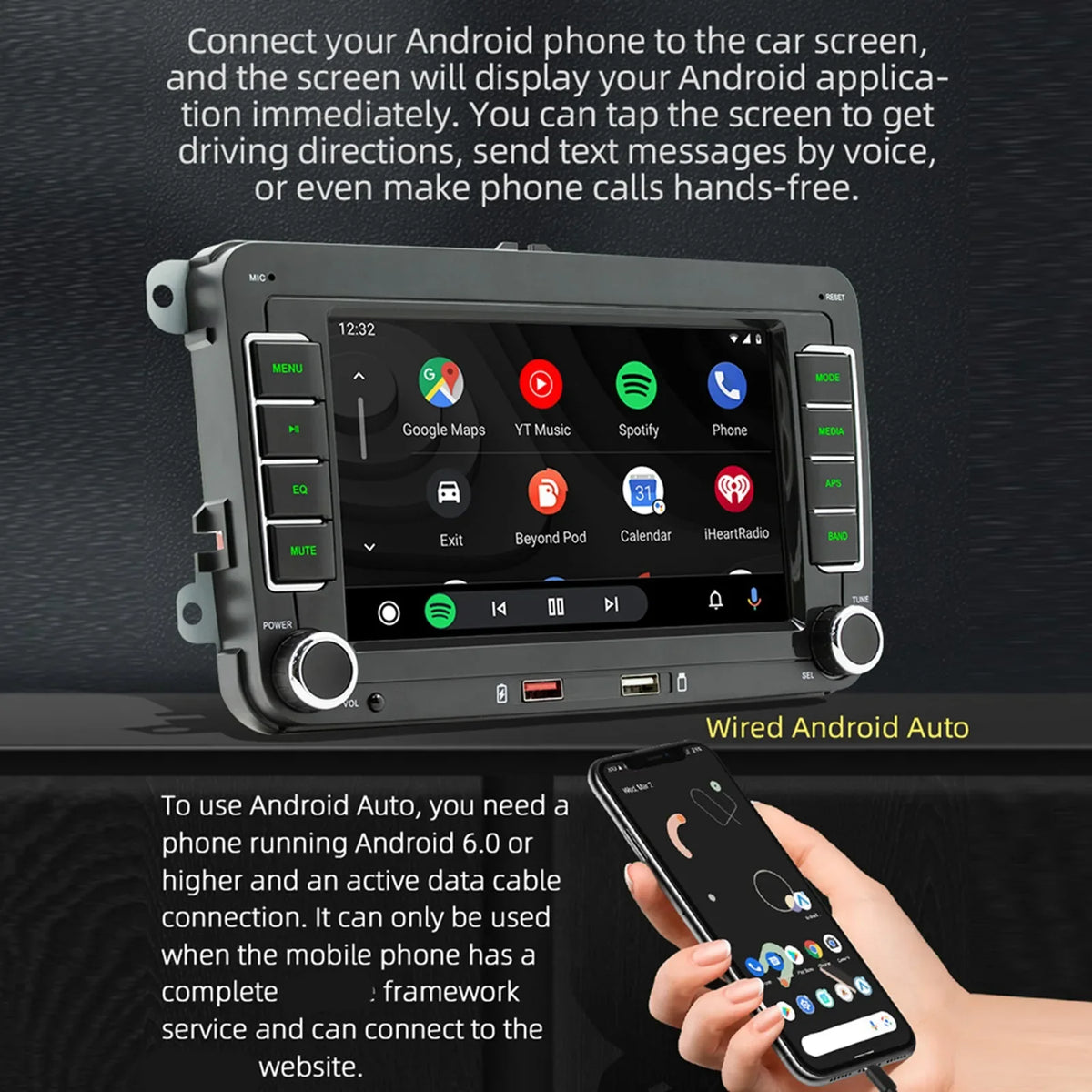 7" Car Stereo MP5 Player – Touch Screen with Android Auto & CarPlay
