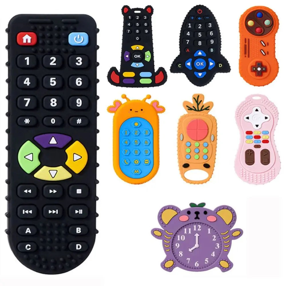 1Pc Baby Silicone Teether - Remote Control Shape, Rodent Gum Pain Relief, Sensory Educational Teething Toy for Kids